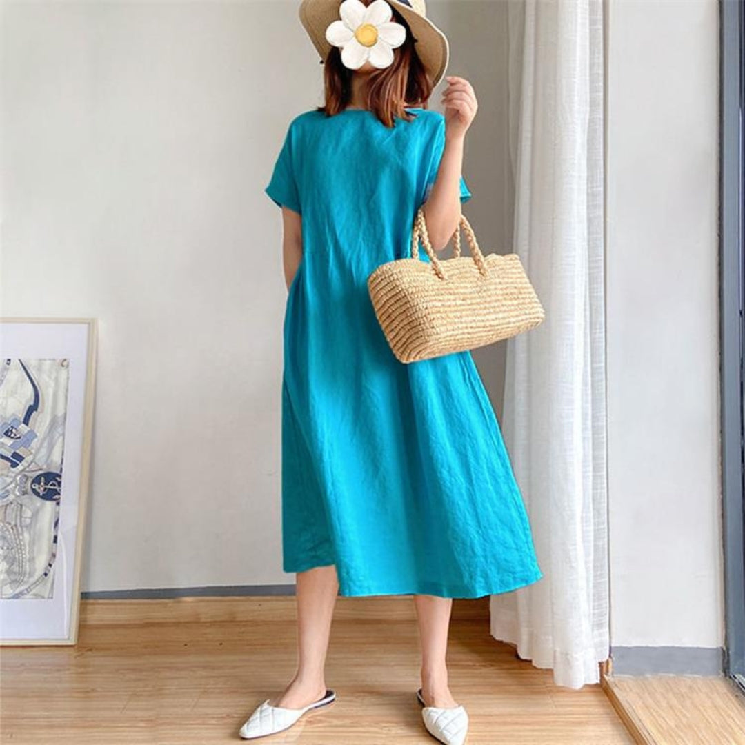 Edith | Damen Elegantes Kurzärmeliges Sommerkleid