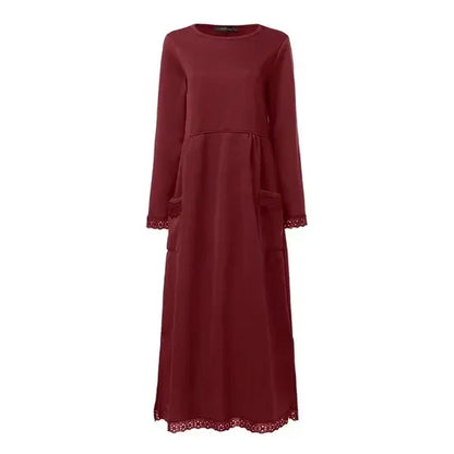 Doris | Langes Woll-Baumwoll Kleid